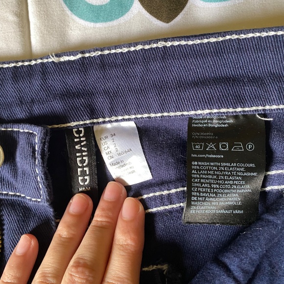 H&M Twill Wide Leg Pants with White stitching - Picture 2 of 3